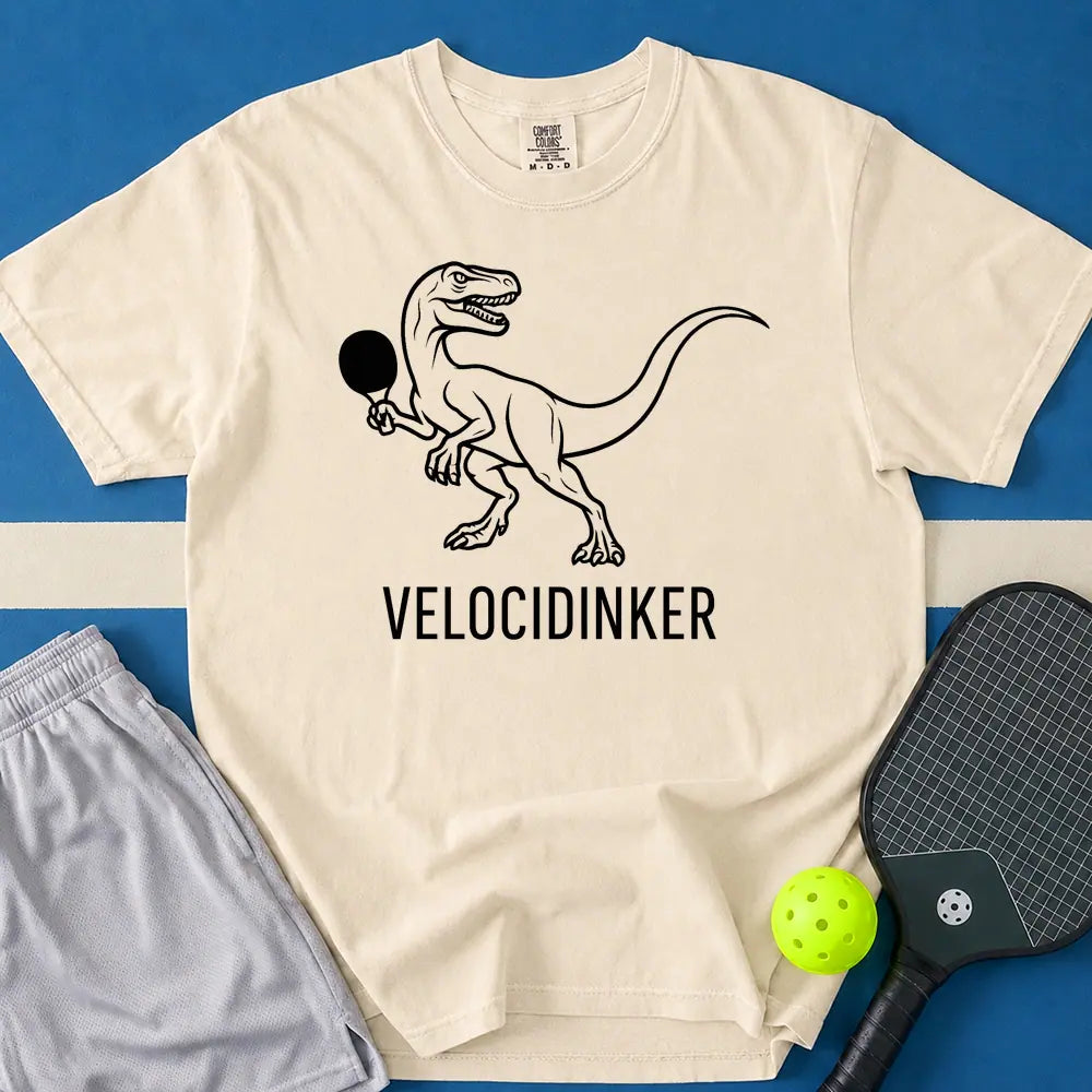 May include Velocidinker T-Shirt in ivory t-shirt with Velocidinker design
