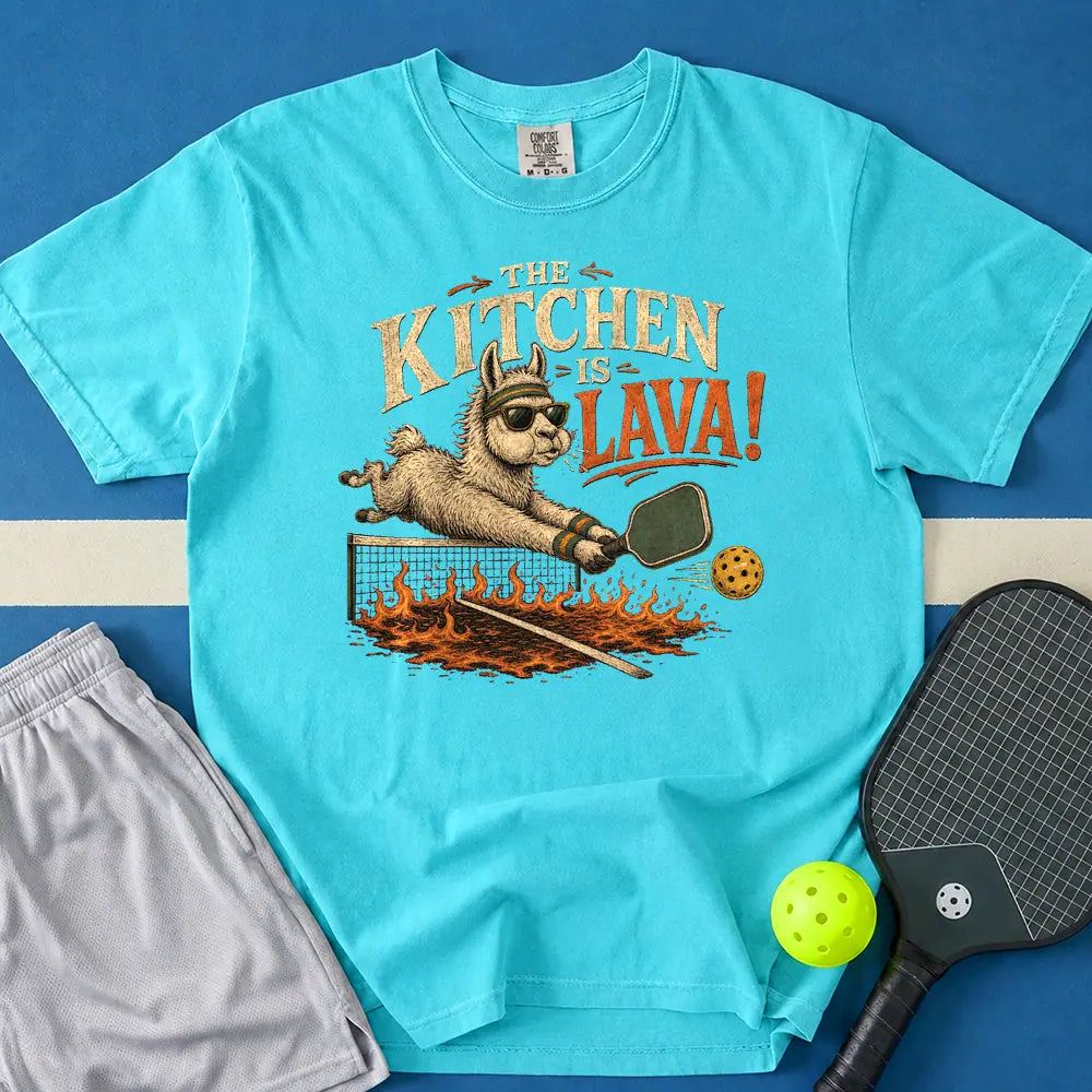 May include Kitchen is Lava T-Shirt in lagoon t-shirt with Kitchen is Lava design