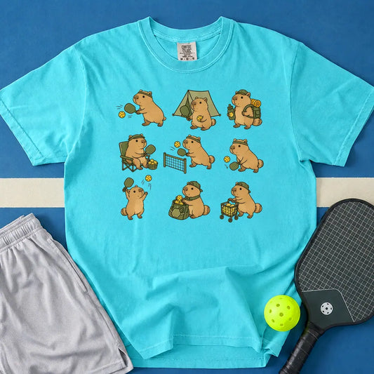 May include Cute Capybara Playing T-Shirt in lagoon t-shirt with Cute Capybara Playing design
