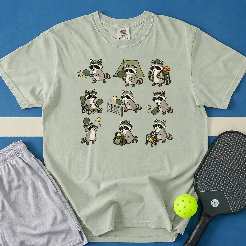 May include Cute Raccoon Playing T-Shirt in bay t-shirt with Cute Raccoon Playing design