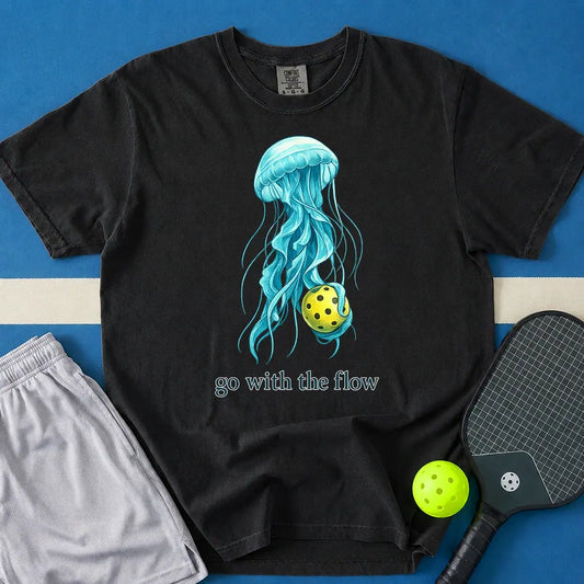 May include Go With The Flow T-Shirt in black t-shirt with Go With The Flow design