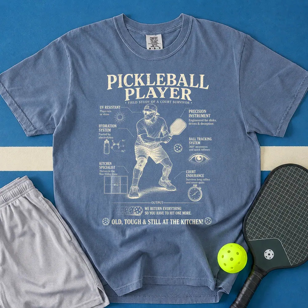May include Pickleball Player Anatomy in blue jean t-shirt with Pickleball Player design