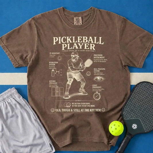 May include Pickleball Player Anatomy in espresso t-shirt with Pickleball Player design
