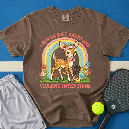 May include Soft Hands And Violent Intentions T-Shirt in espresso t-shirt with Soft Hands And Violent Intentions design