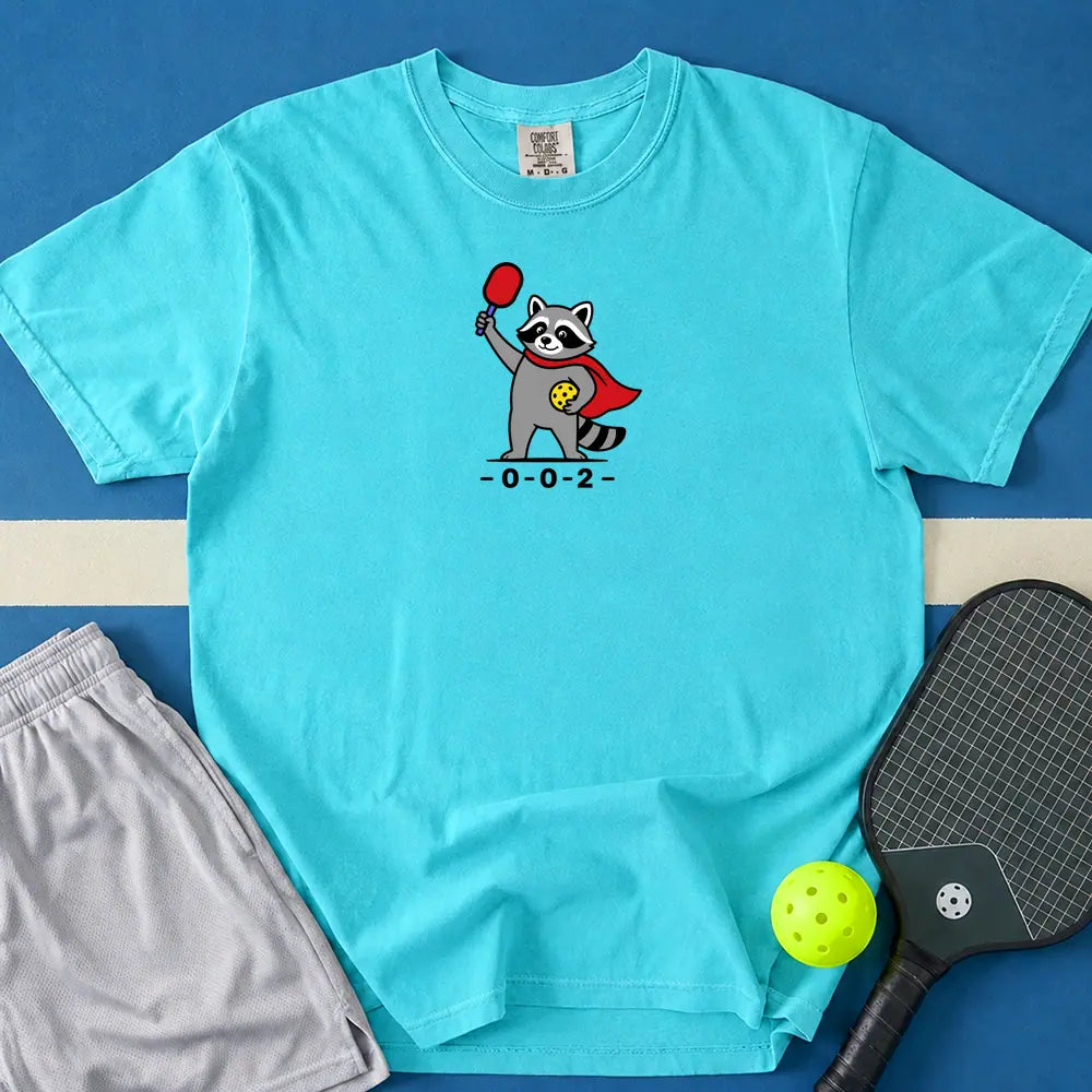 May include Super Raccoon T-Shirt in lagoon t-shirt with Super Raccoon design
