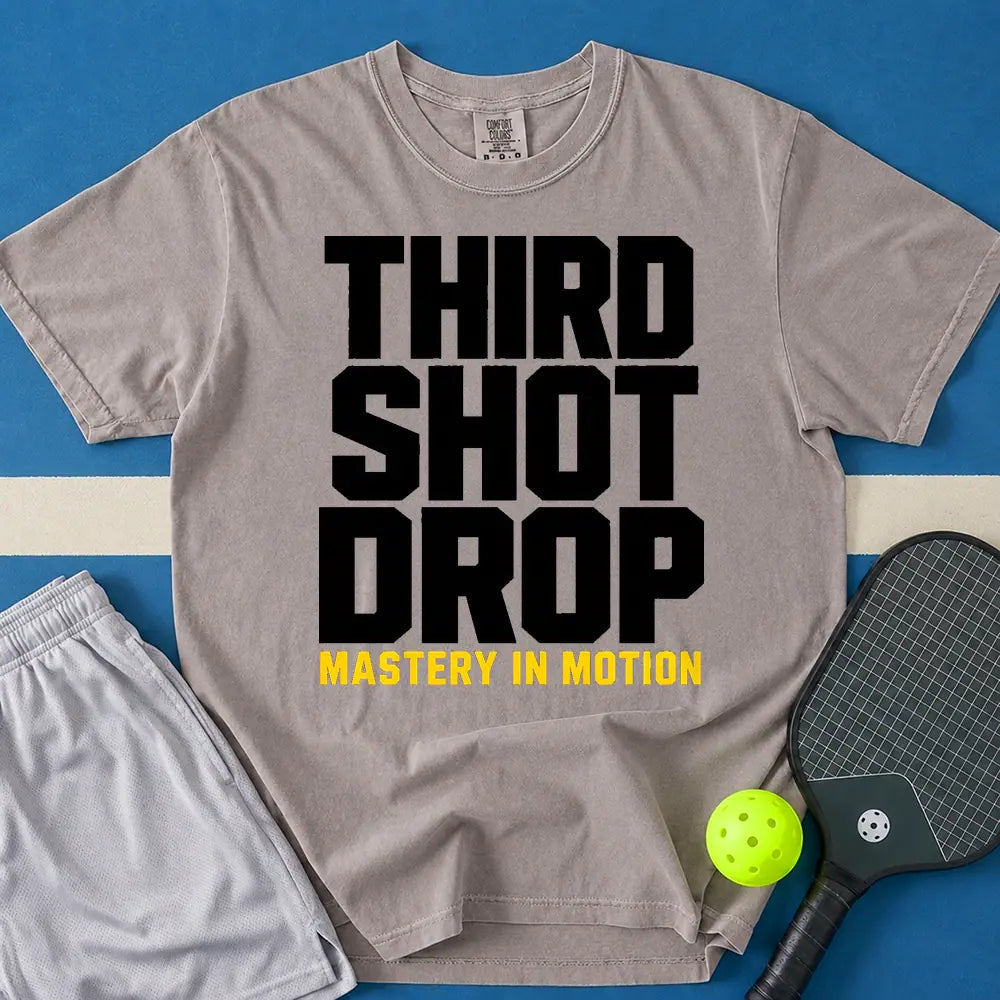 May include Third Shot Drop Master T-Shirt in gray t-shirt with Third Shot Drop Master design