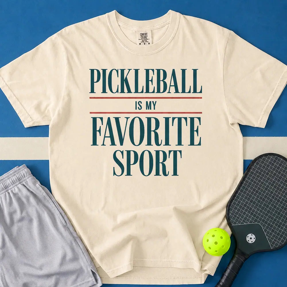 May include Pickleball Is My Favorite Sport T-Shirt in ivory t-shirt with Vintage reading is my favorite sport shirt design