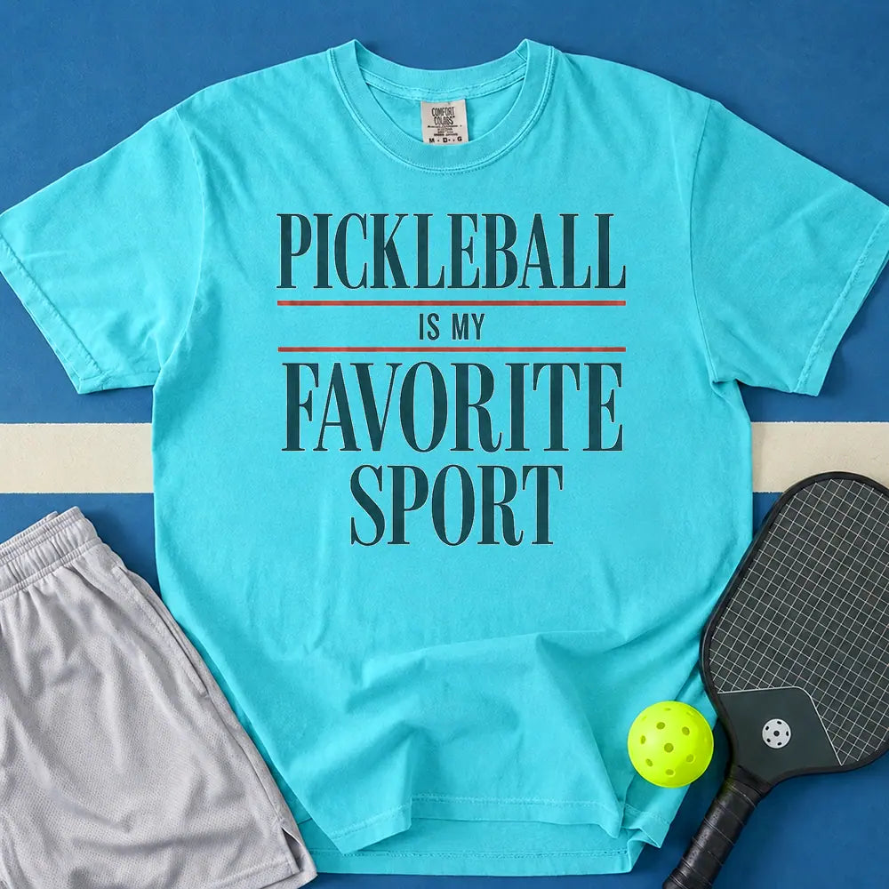 May include Pickleball Is My Favorite Sport T-Shirt in lagoon t-shirt with Vintage reading is my favorite sport shirt design