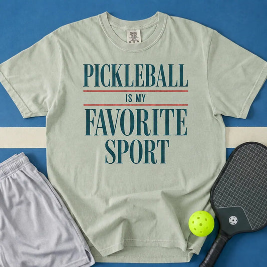 May include Pickleball Is My Favorite Sport T-Shirt in bay t-shirt with Vintage reading is my favorite sport shirt design