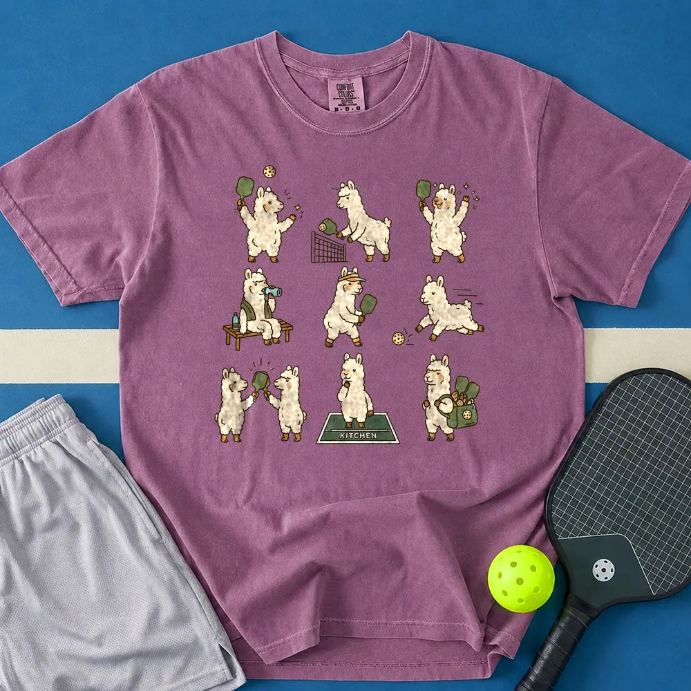 May include Pickleball Llama Core T-Shirt in berry t-shirt with Pickleball Core design