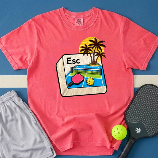 May include Escape To Kitchen T-Shirt in watermelon t-shirt with Escape Button design
