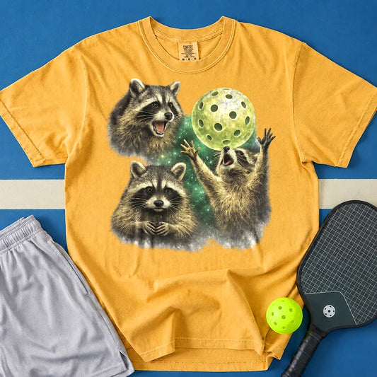 May include Raccoon Moon Vintage T-Shirt in mustard t-shirt with Raccoon Moon Vintage design