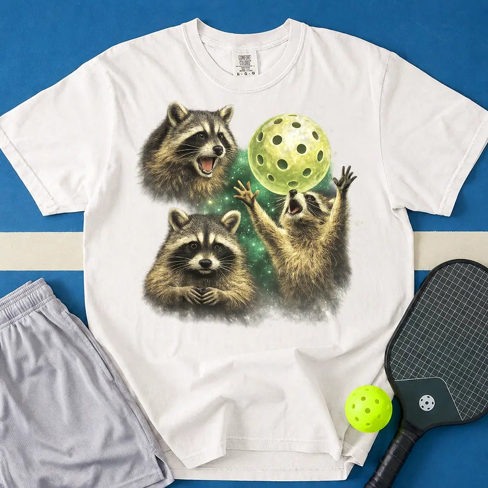 May include Raccoon Moon Vintage T-Shirt in white t-shirt with Raccoon Moon Vintage design