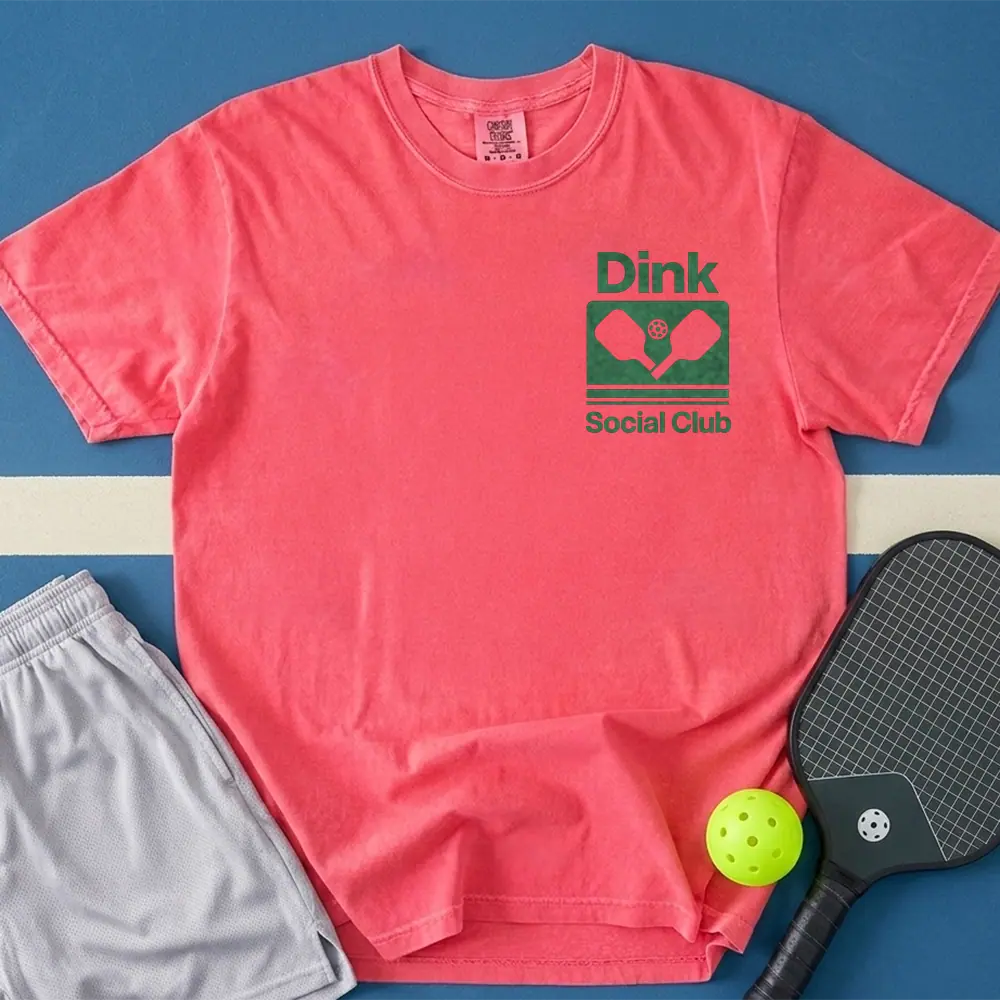 May include Dink Social Club T-Shirt in watermelon t-shirt with Custom Camp Party Tee design