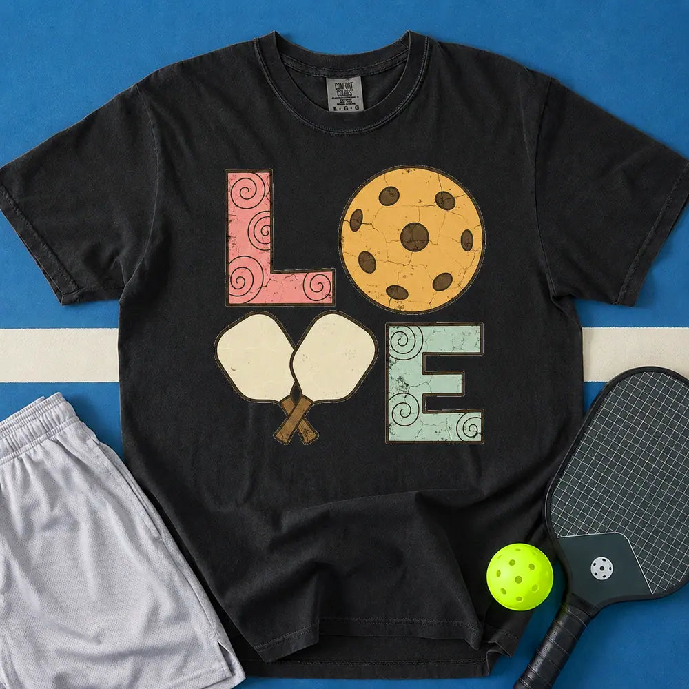 May include Love Pickleball T-Shirt in black t-shirt with Love Pickleball design