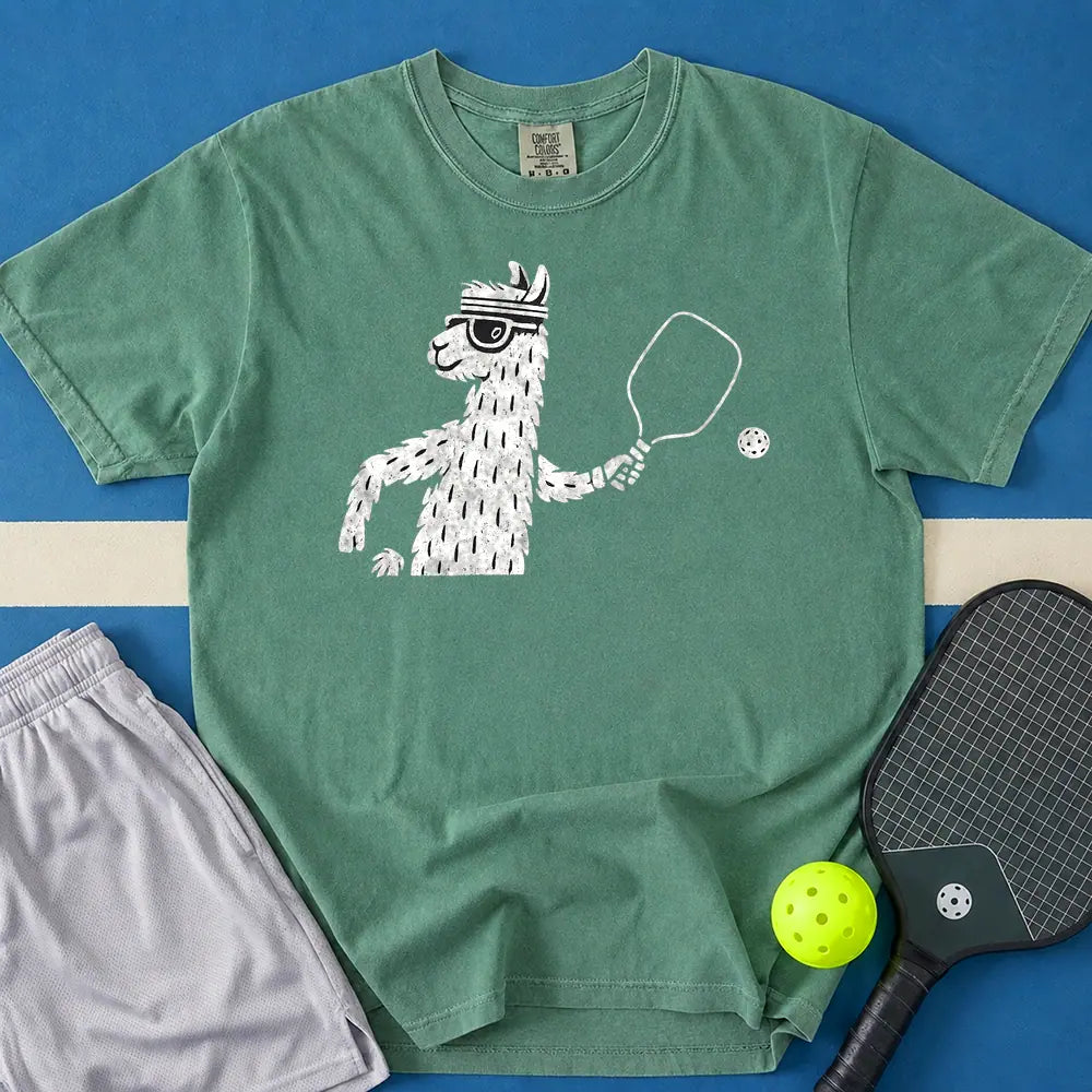 May include Llama Playing T-Shirt in light green t-shirt with Crappie Patch Snapback, black satin design