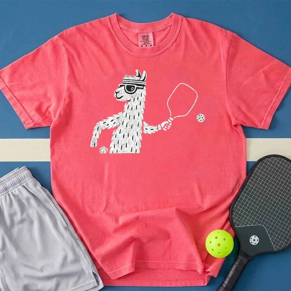 May include Llama Playing T-Shirt in watermelon t-shirt with Crappie Patch Snapback, black satin design