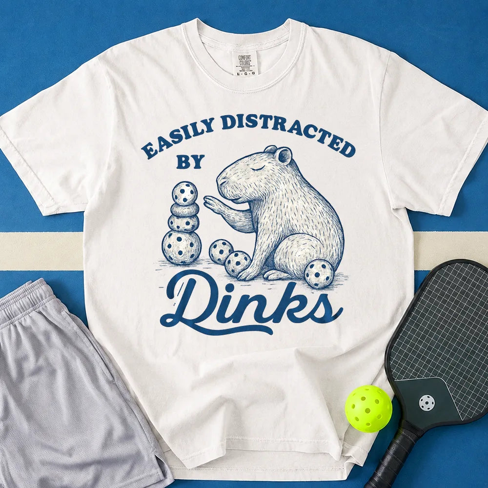 May include Easily Distracted by Balls T-Shirt in white t-shirt with Easily Distracted By Rocks Tee design