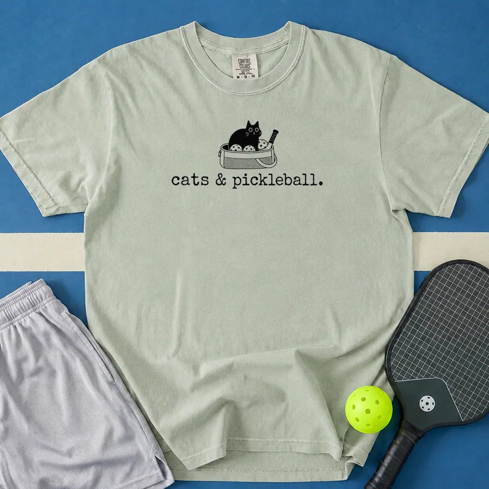 May include Cats And Pickleball T-Shirt in bay t-shirt with Cats And Pickleball design
