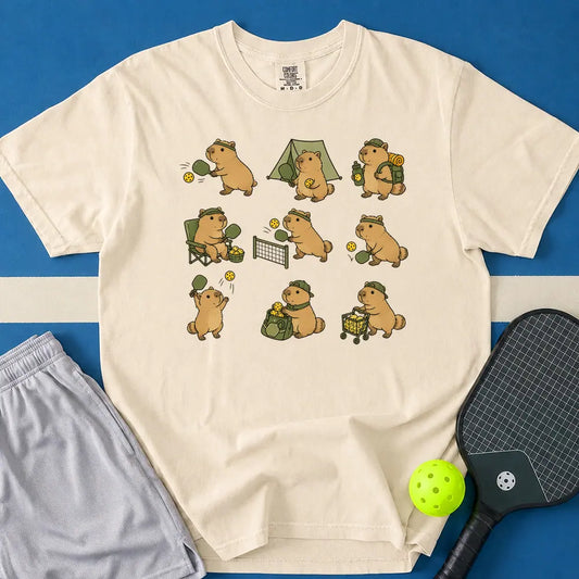 May include Cute Capybara Playing T-Shirt in ivory t-shirt with Cute Capybara Playing design