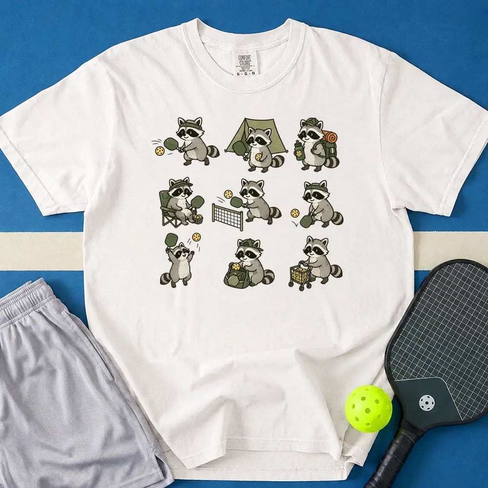 May include Cute Raccoon Playing T-Shirt in white t-shirt with Cute Raccoon Playing design
