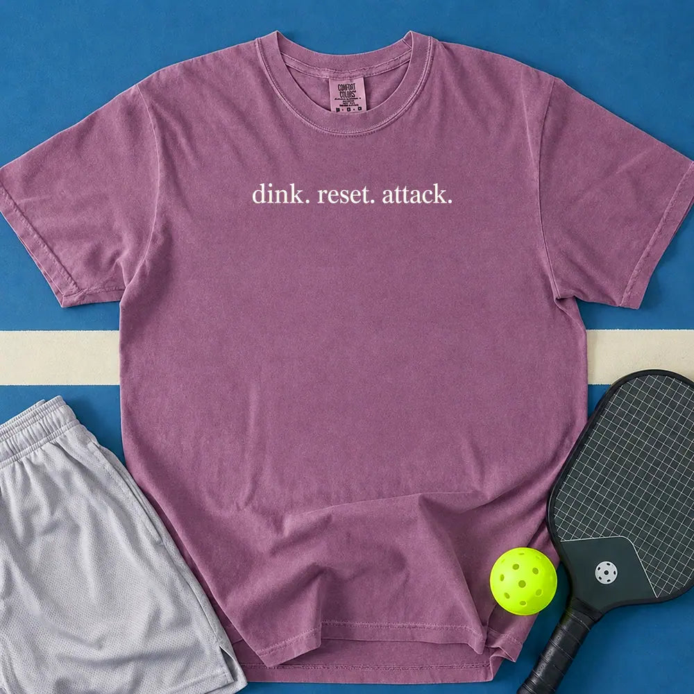 May include Dink Reset Attack T-Shirt in berry t-shirt with Dink Reset Attack design