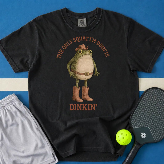 May include Dinkin' Squat T-Shirt in black t-shirt with Dinkin' Squat design