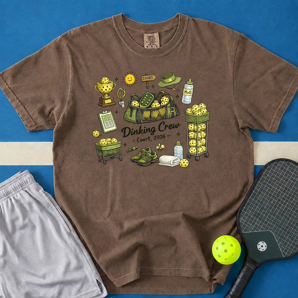 May include Dinking Crew T-Shirt in espresso t-shirt with Dinking Crew design