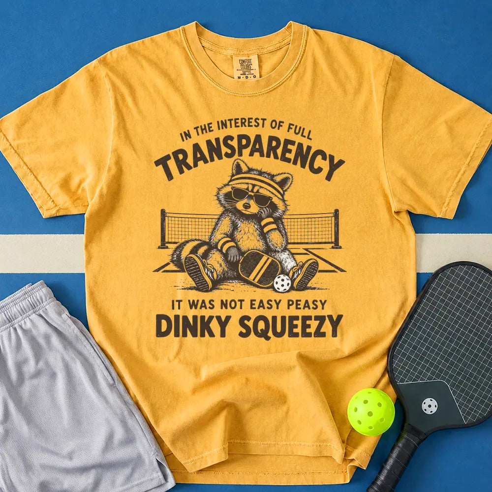 May include Dinky Squeezy T-Shirt in mustard t-shirt with Dinky Squeezy design