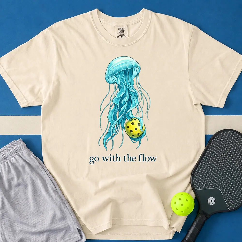 May include Go With The Flow T-Shirt in ivory t-shirt with Go With The Flow design