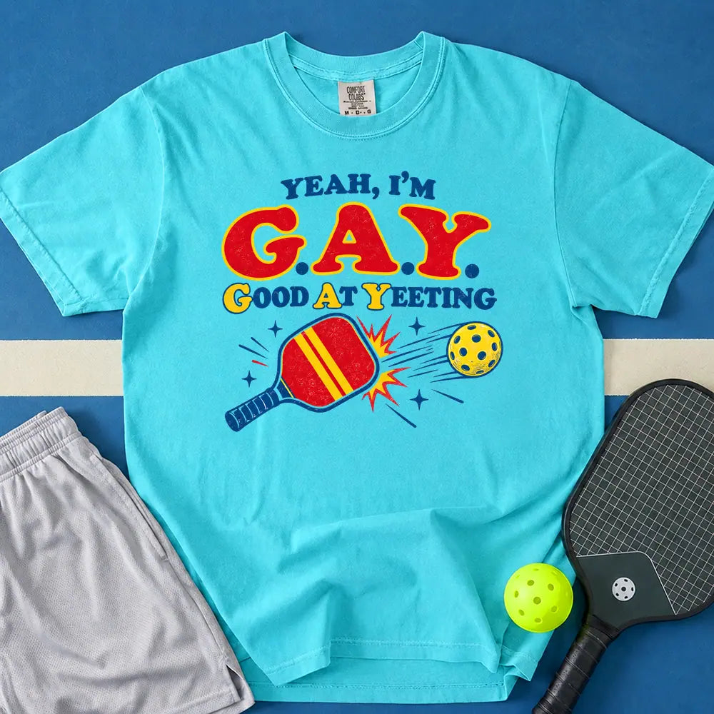 May include Good At Yeeting T-Shirt in lagoon t-shirt with Good At Yeeting design