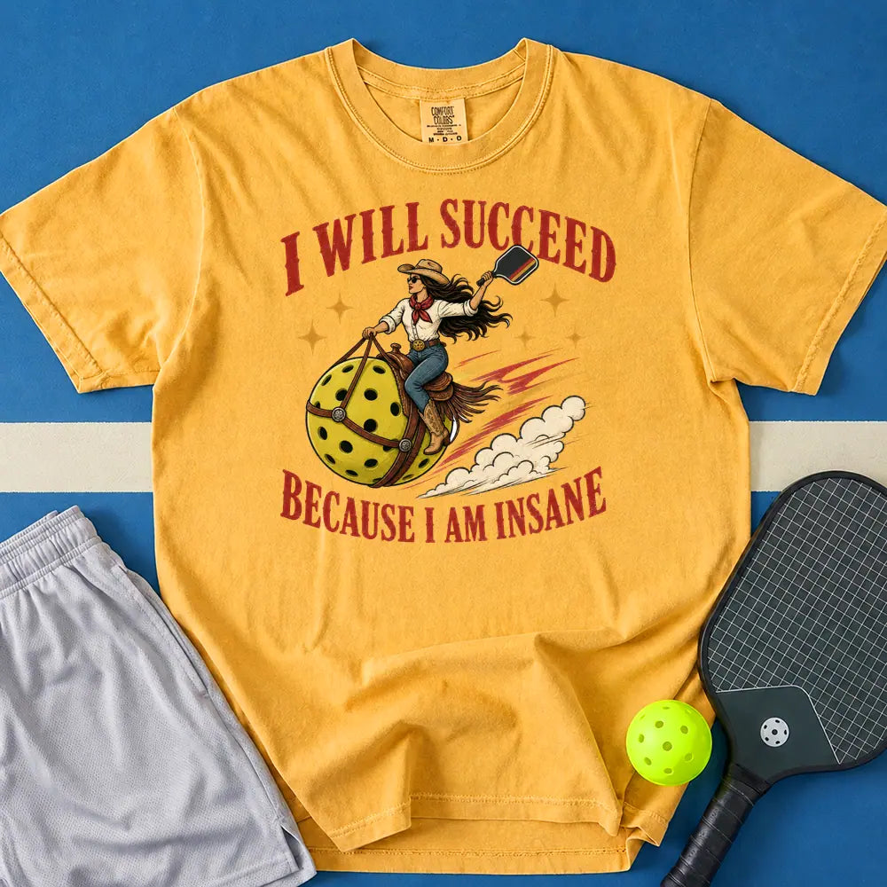 May include I will Succeed T-Shirt in mustard t-shirt with I will Succeed design