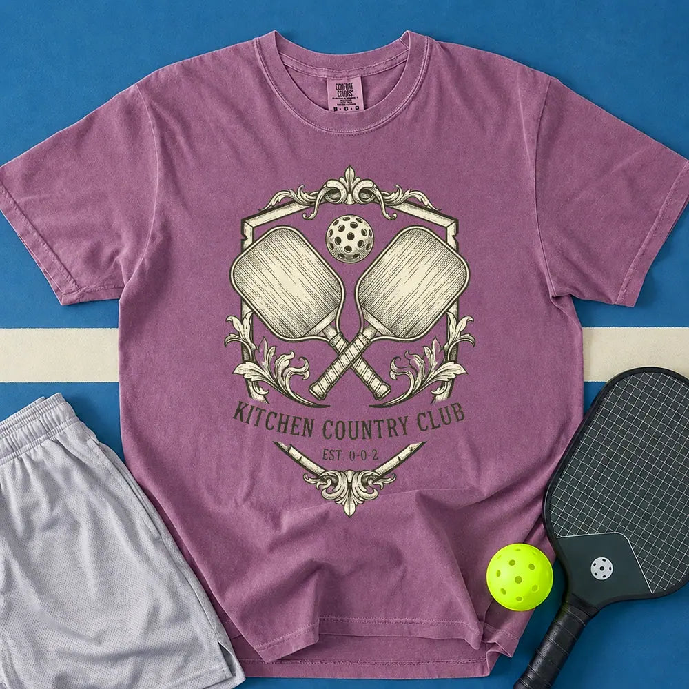 May include Kitchen Country Club T-Shirt in berry t-shirt with Kitchen Country Club design