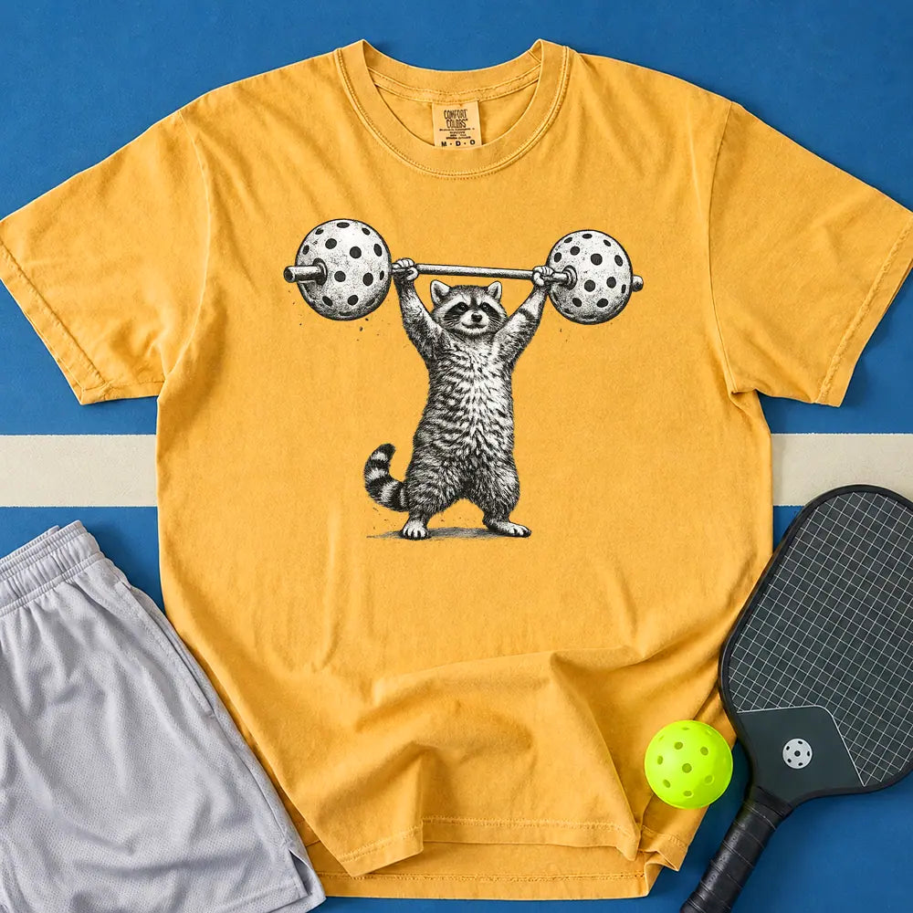 May include Lifting Balls T-Shirt in mustard t-shirt with Lifting Balls design