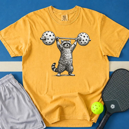 May include Lifting Balls T-Shirt in mustard t-shirt with Lifting Balls design