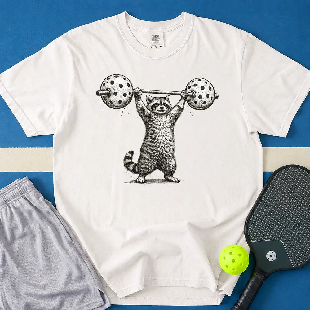 May include Lifting Balls T-Shirt in white t-shirt with Lifting Balls design