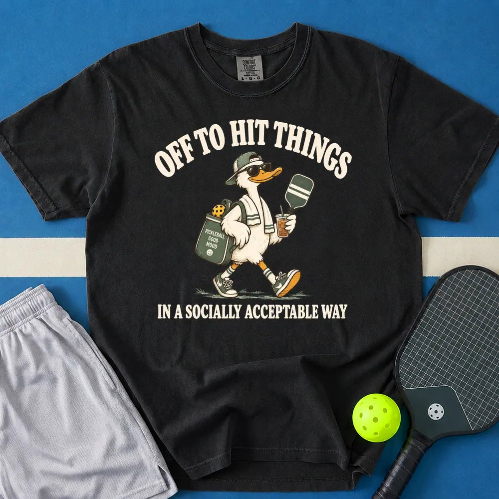 May include Off To Hit Things Dunk Boy T-Shirt in black t-shirt with Off To Hit Things Dunk Boy design