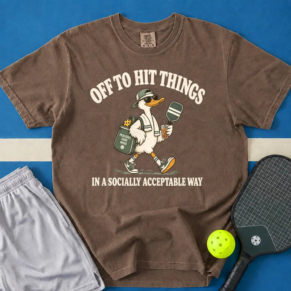 May include Off To Hit Things Dunk Boy T-Shirt in espresso t-shirt with Off To Hit Things Dunk Boy design