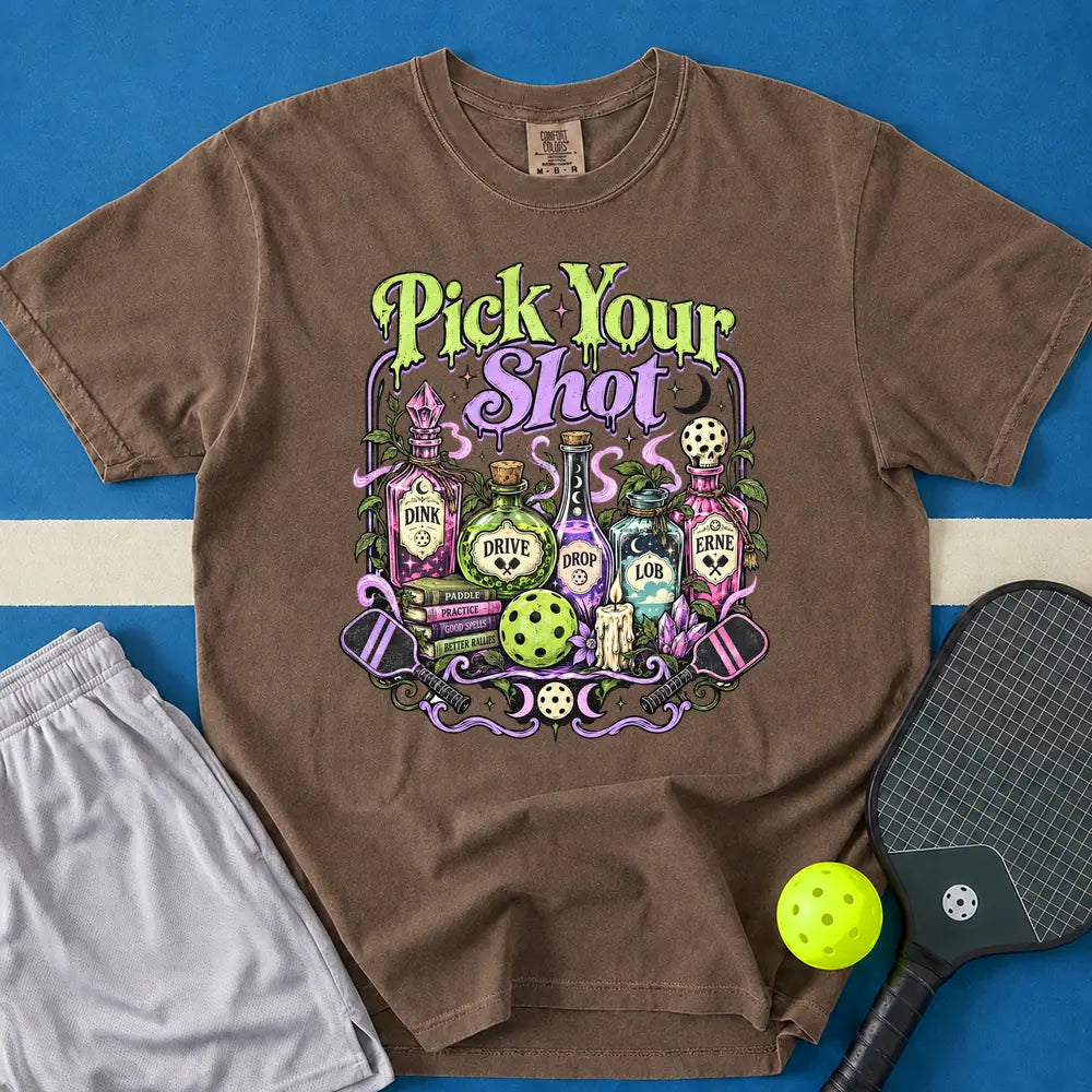 May include Pick Your Shot T-Shirt in espresso t-shirt with Pick Your Shot design
