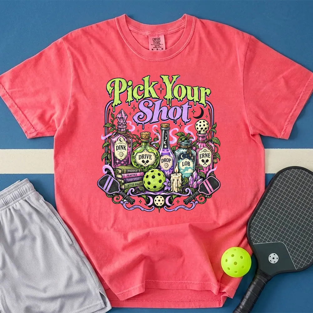 May include Pick Your Shot T-Shirt in watermelon t-shirt with Pick Your Shot design