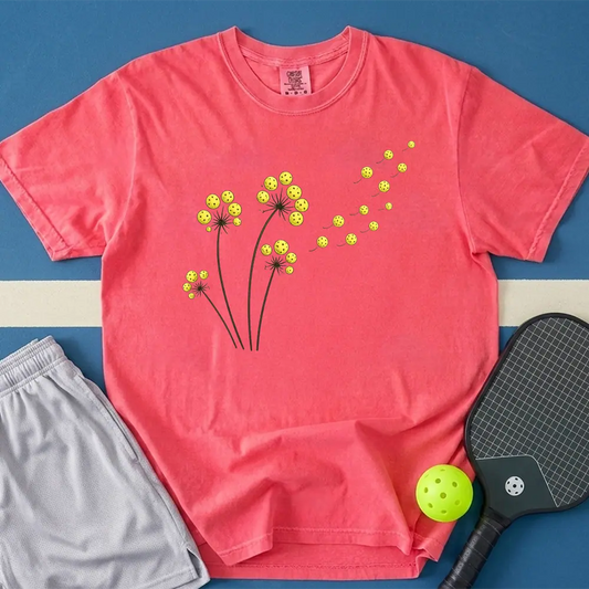 May include Pickleball Dandelions T-Shirt in watermelon t-shirt with Pickleball Dandelions design