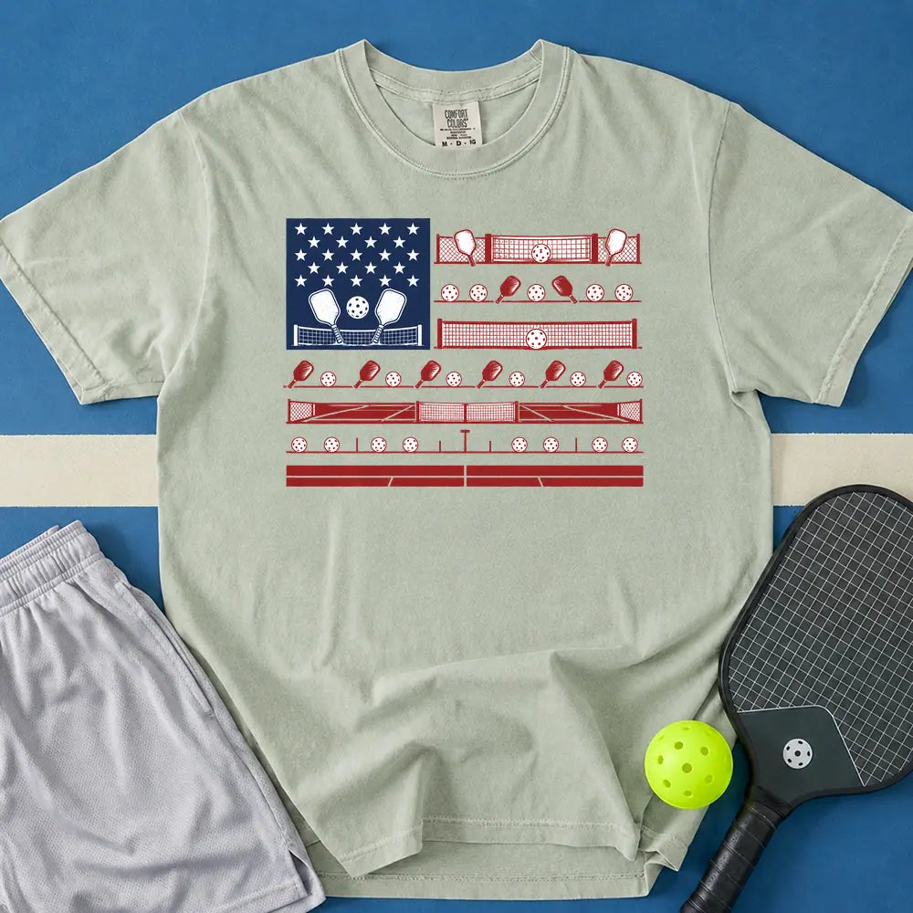 May include Pickleball Flag T-Shirt in bay t-shirt with Pickleball Flag design