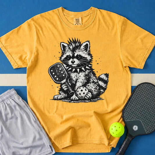 May include Punk Raccoon T-Shirt in mustard t-shirt with Punk Raccoon design