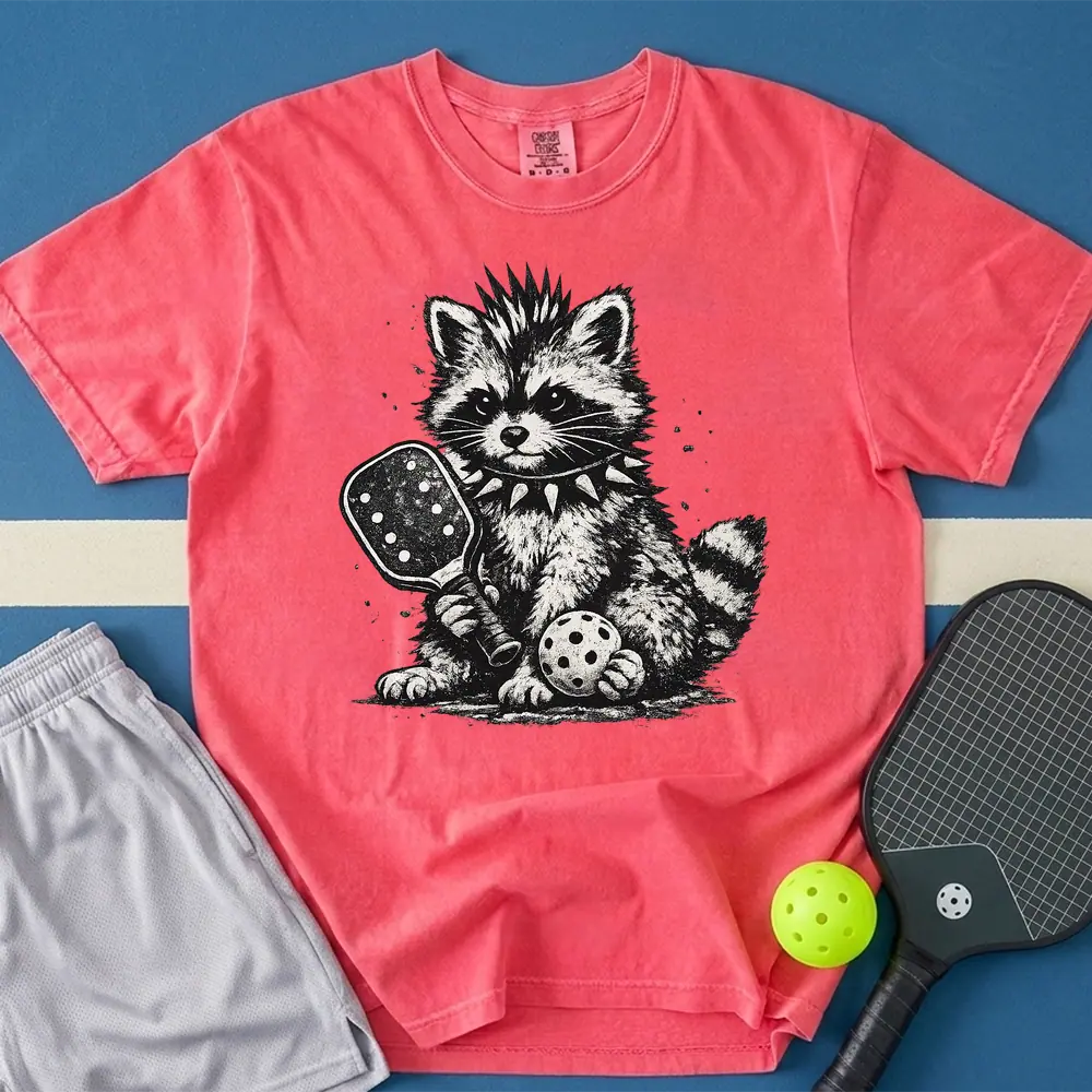 May include Punk Raccoon T-Shirt in watermelon t-shirt with Punk Raccoon design