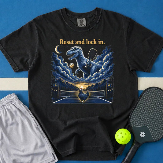 May include Reset and Lock In T-Shirt in black t-shirt with Reset and Lock In design