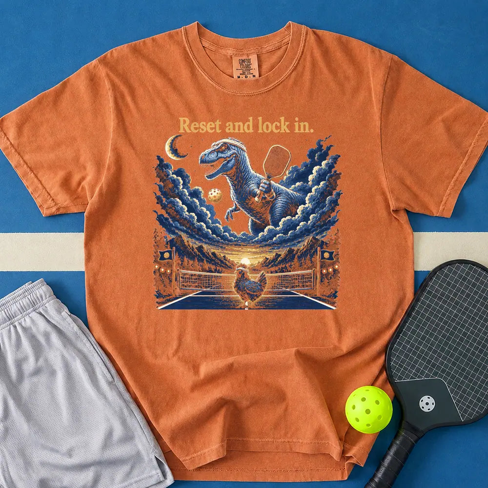May include Reset and Lock In T-Shirt in yam t-shirt with Reset and Lock In design