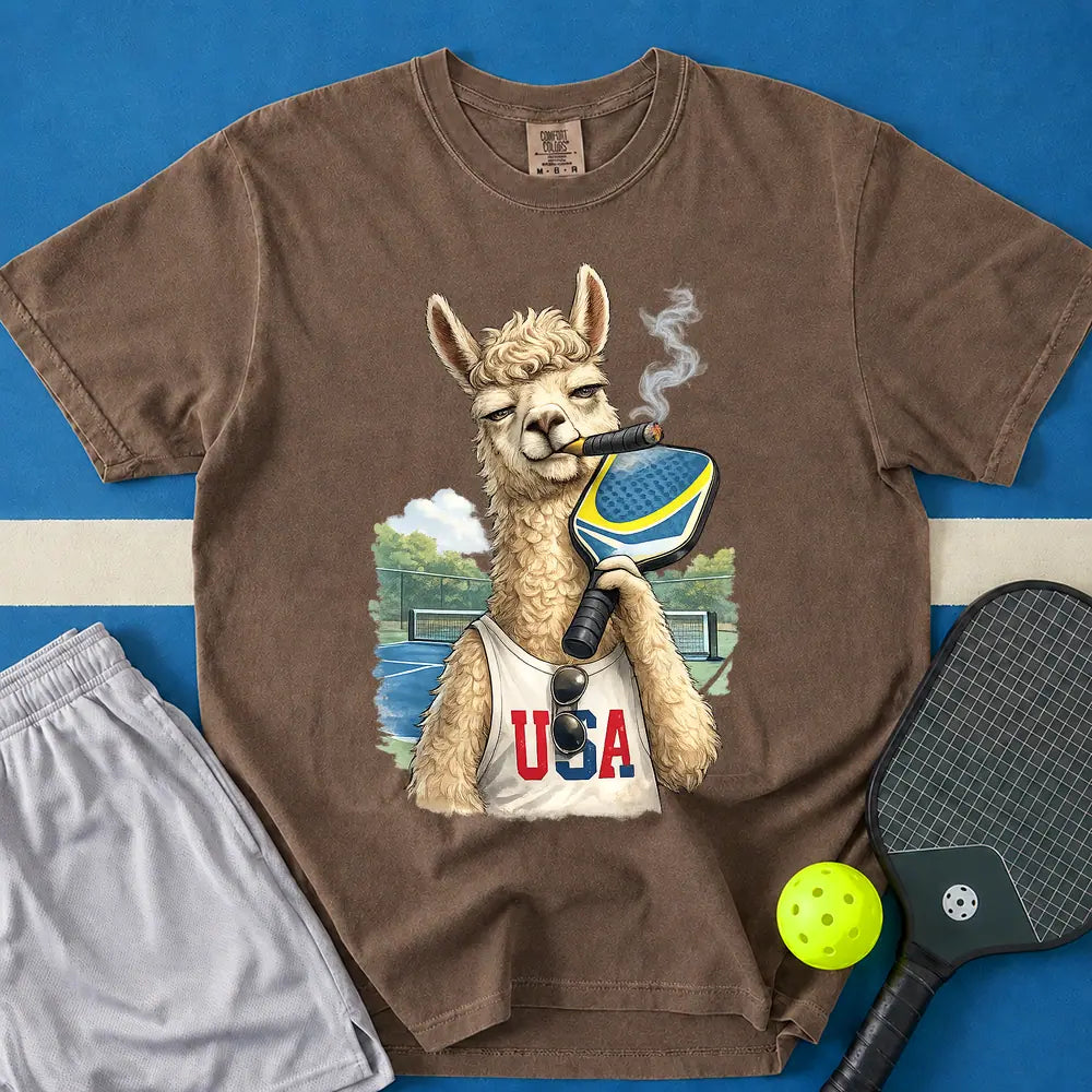 May include Smoking Llama T-Shirt in espresso t-shirt with Smoking Llama design