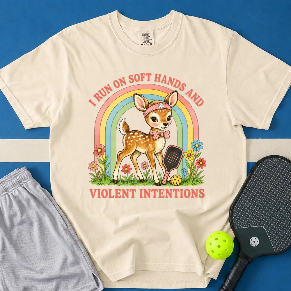 May include Soft Hands And Violent Intentions T-Shirt in ivory t-shirt with Soft Hands And Violent Intentions design
