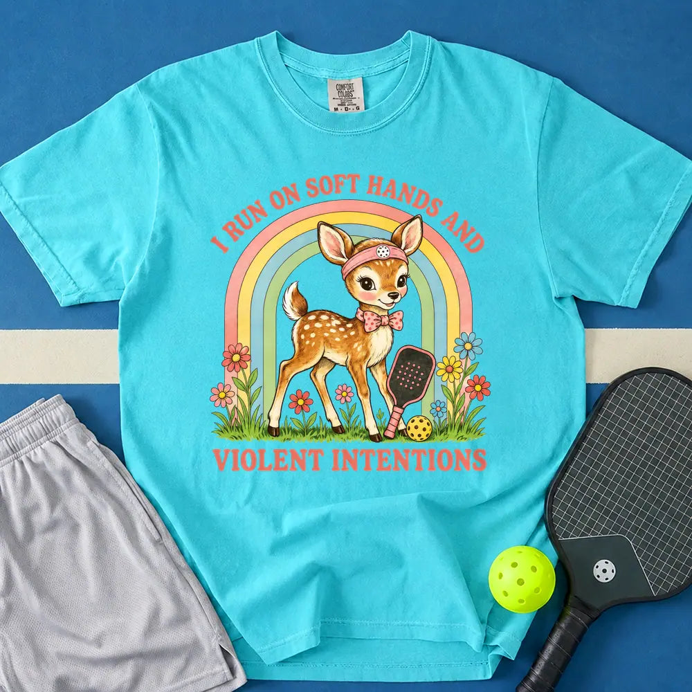 May include Soft Hands And Violent Intentions T-Shirt in lagoon t-shirt with Soft Hands And Violent Intentions design