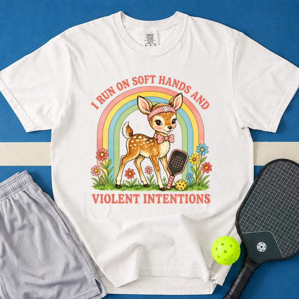 May include Soft Hands And Violent Intentions T-Shirt in white t-shirt with Soft Hands And Violent Intentions design